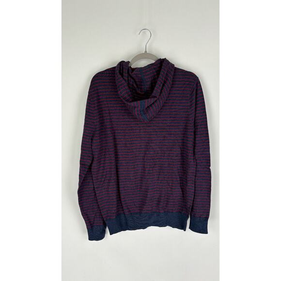 Hawker Rye Mens Striped Bellevue Lightweight Hooded Sweater Size M Navy Blue NWT - Picture 2 of 8
